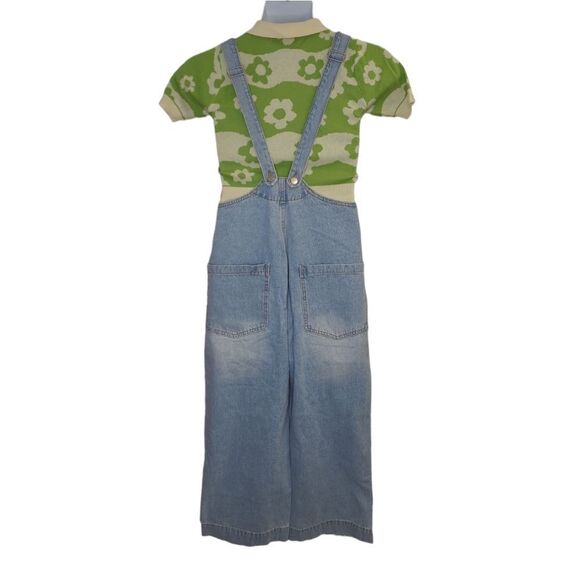 NEW Cider cropped light wash wide leg overalls jeans M - Picture 3 of 10